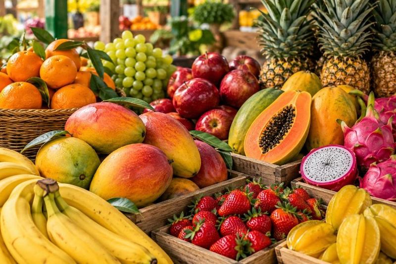 Mango, mamey y pitaya